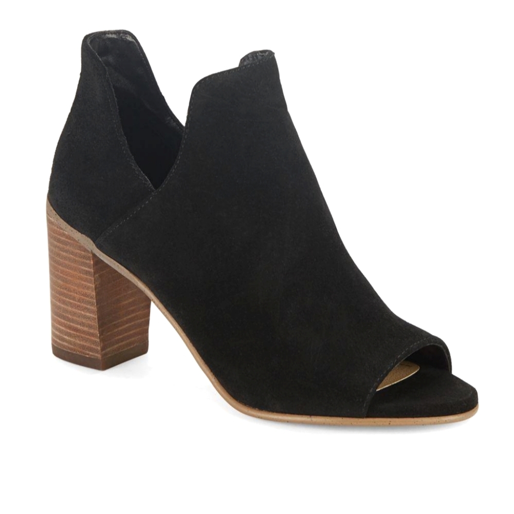 Steve Madden Nelma Black Suede Peep-toe Booties